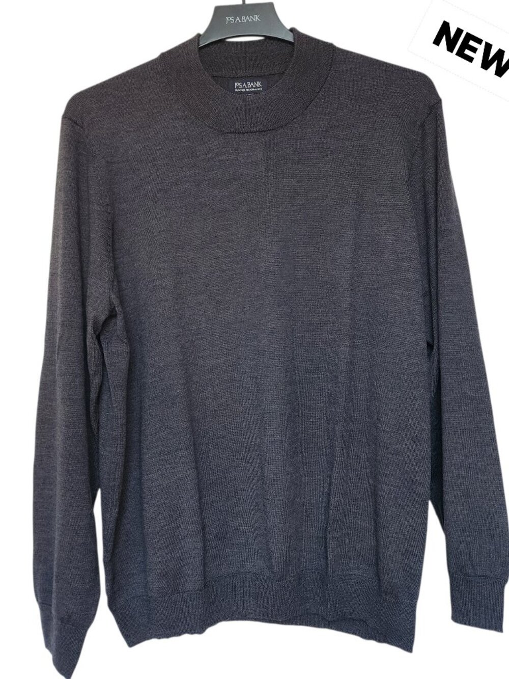 2X Gray Mockneck Sweater New Merino Wool Blend Charcoal Jos A Bank 2XB Traveler